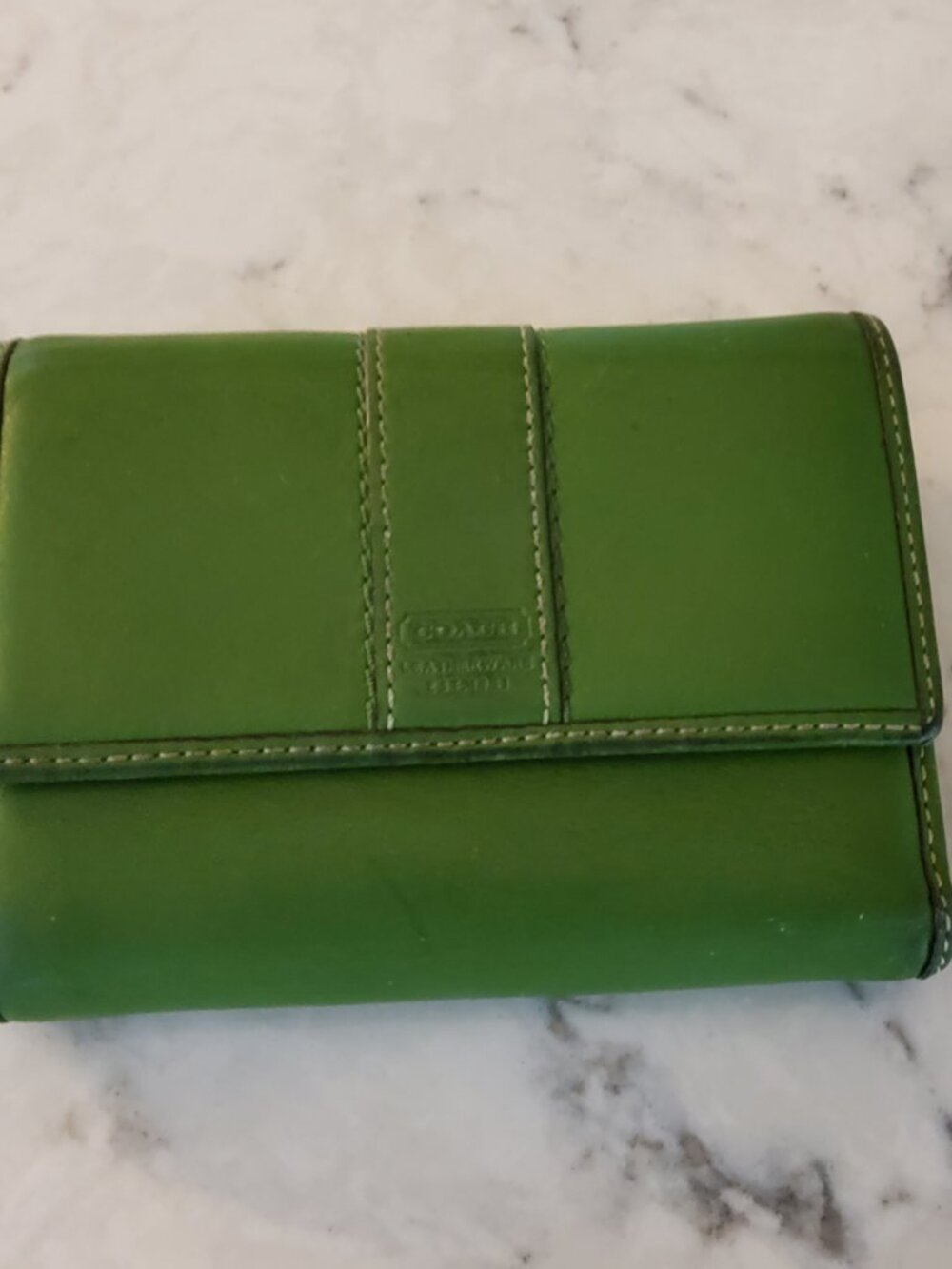 Rare Coach Green Outside Blue Inside Bifold Wallet